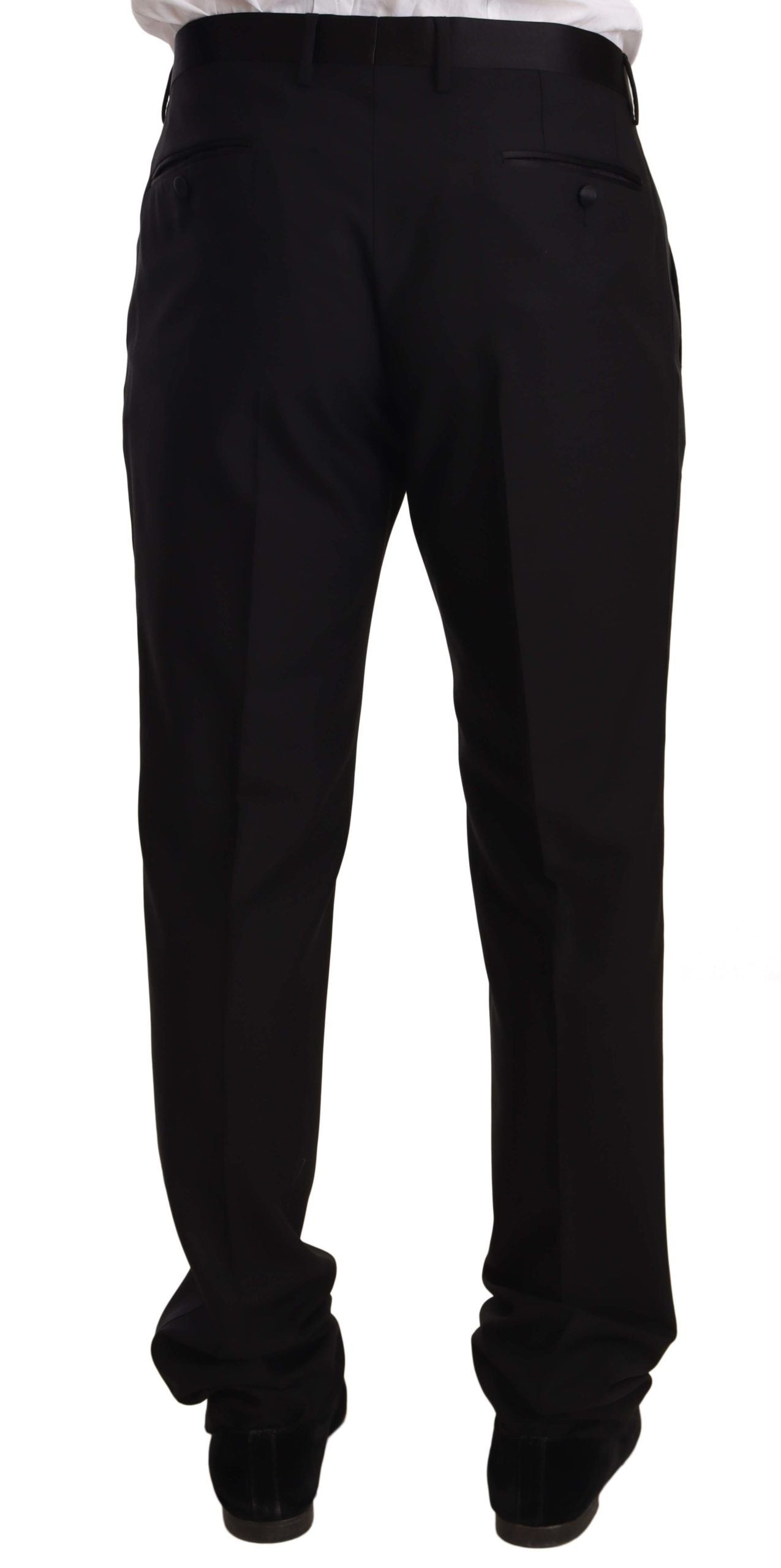 Elegant black skinny tuxedo trousers