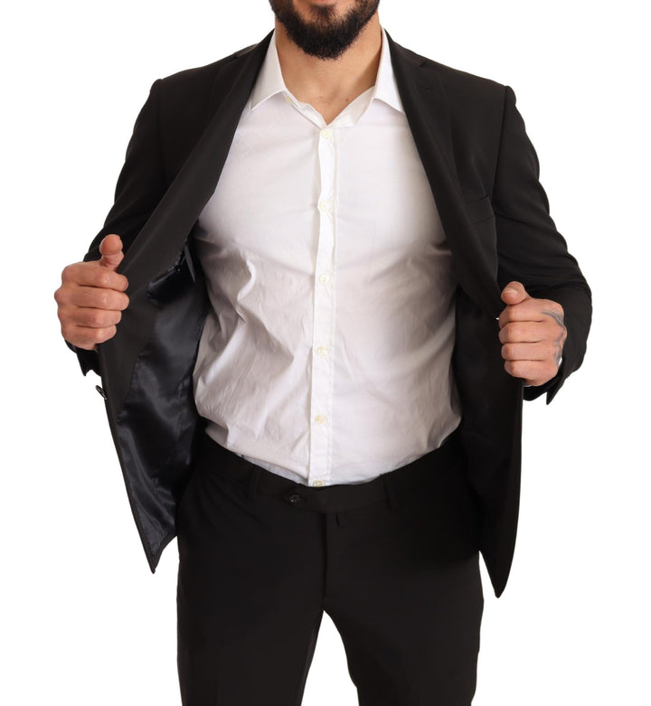 Eleganter schwarzer zweiteiliger Slim Fit Anzug