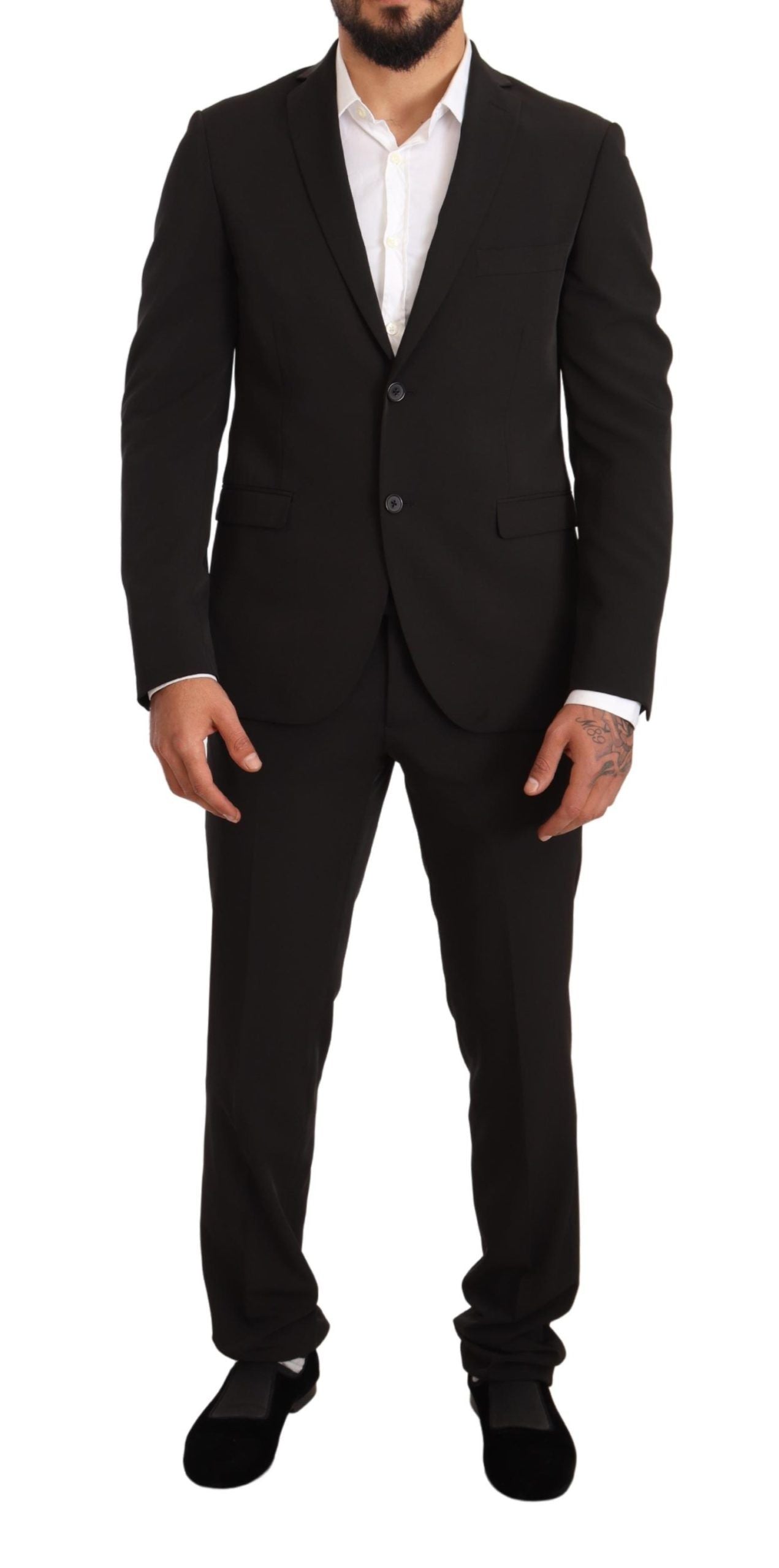 Elegant black two-piece slim fit suit