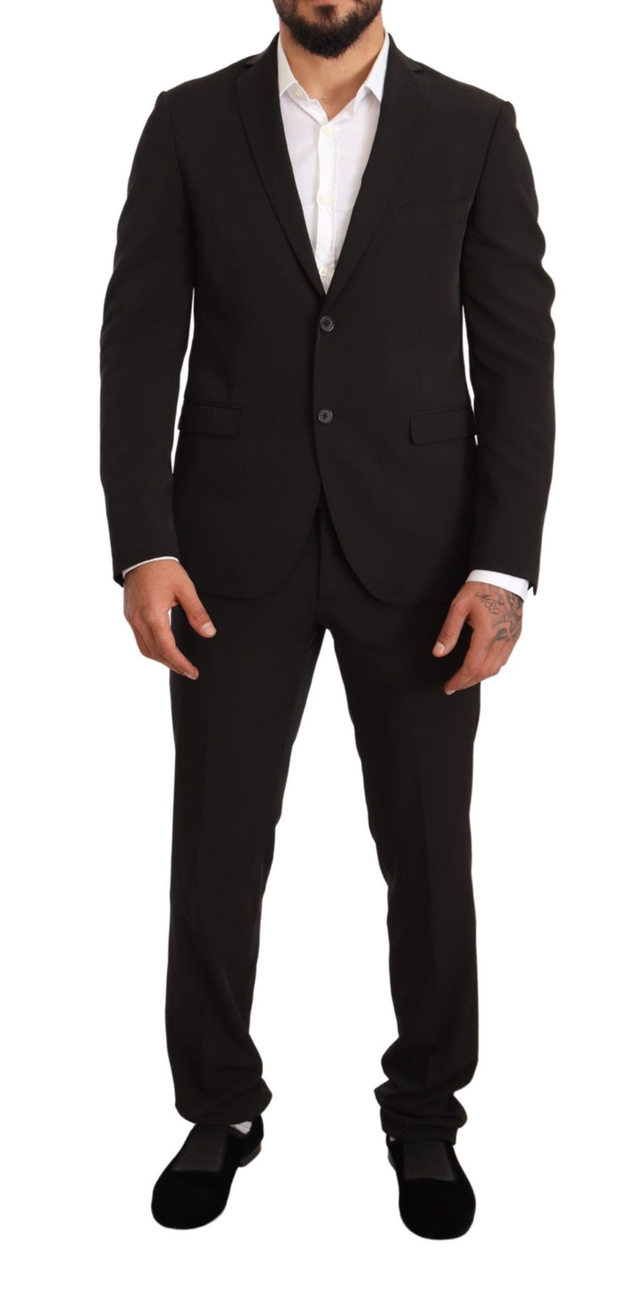 Eleganter schwarzer zweiteiliger Slim Fit Anzug