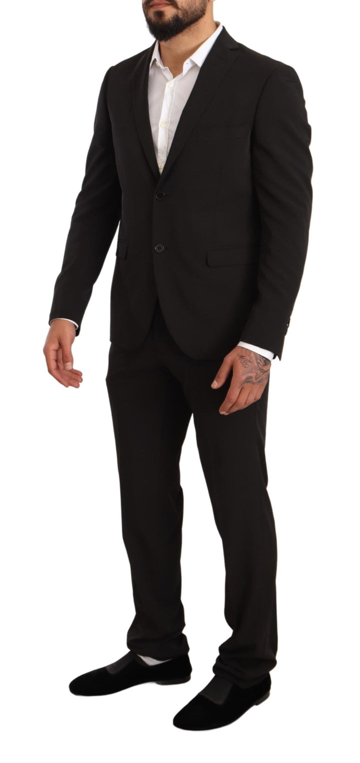 Eleganter schwarzer zweiteiliger Slim Fit Anzug