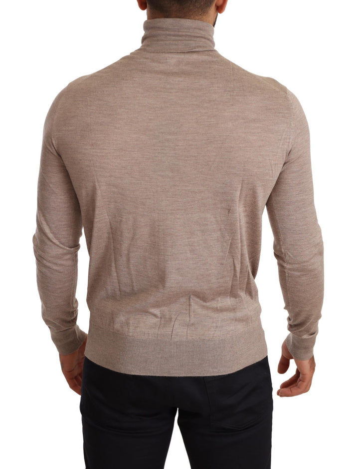Beigefarbener Rollkragenpullover aus einer Kaschmir-Seiden-Mischung