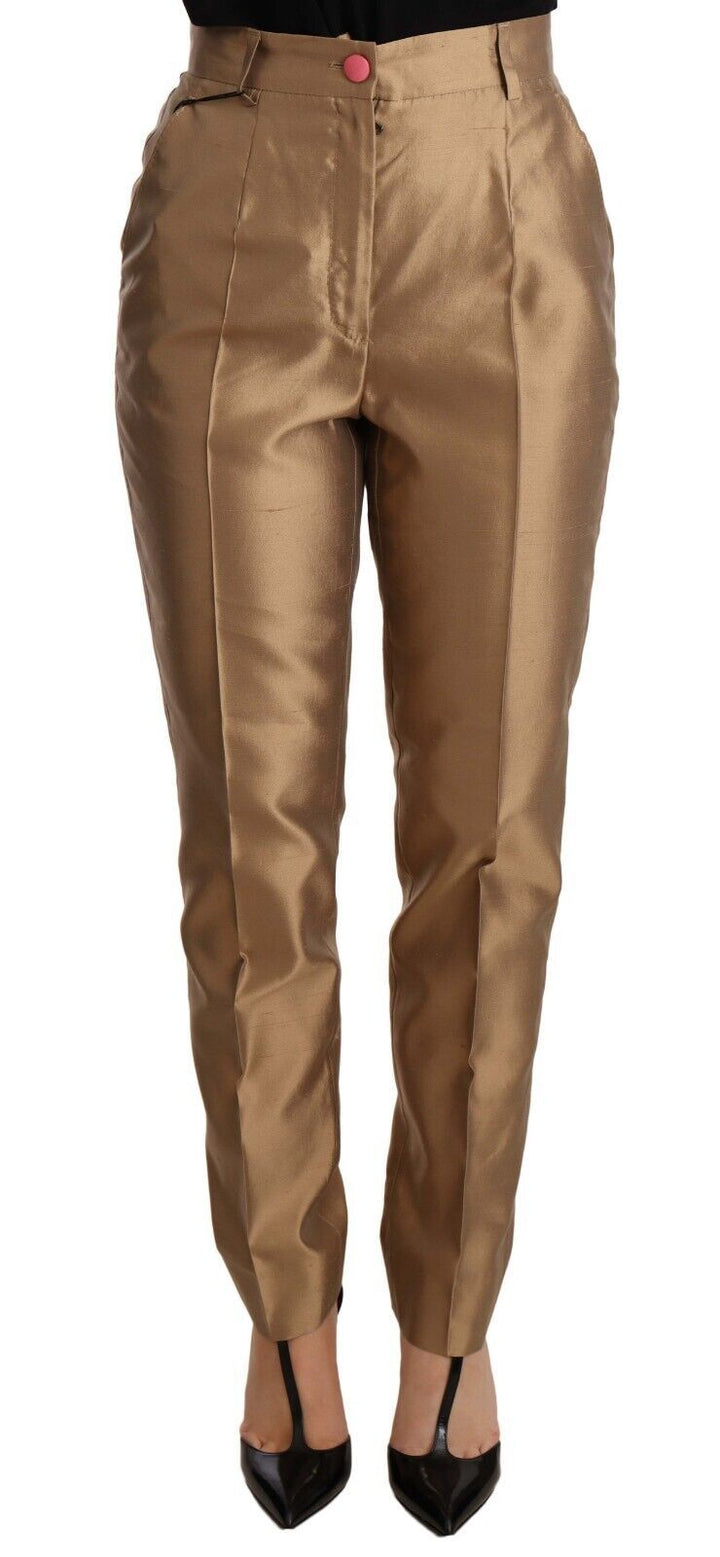 Goldfarbene Seidenhosen Metallic-Hosen in Kegelform