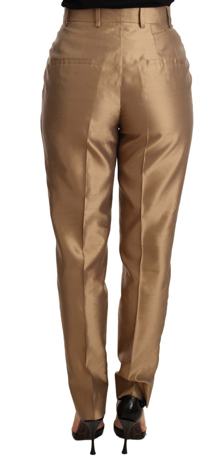 Goldfarbene Seidenhosen Metallic-Hosen in Kegelform