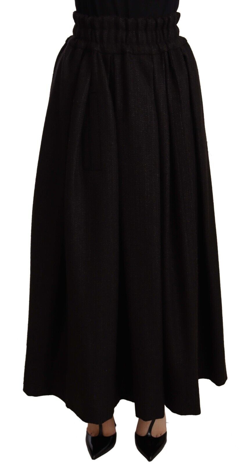 Eleganter Maxi-Rock in A-Linie aus Wolle mit hoher Taille