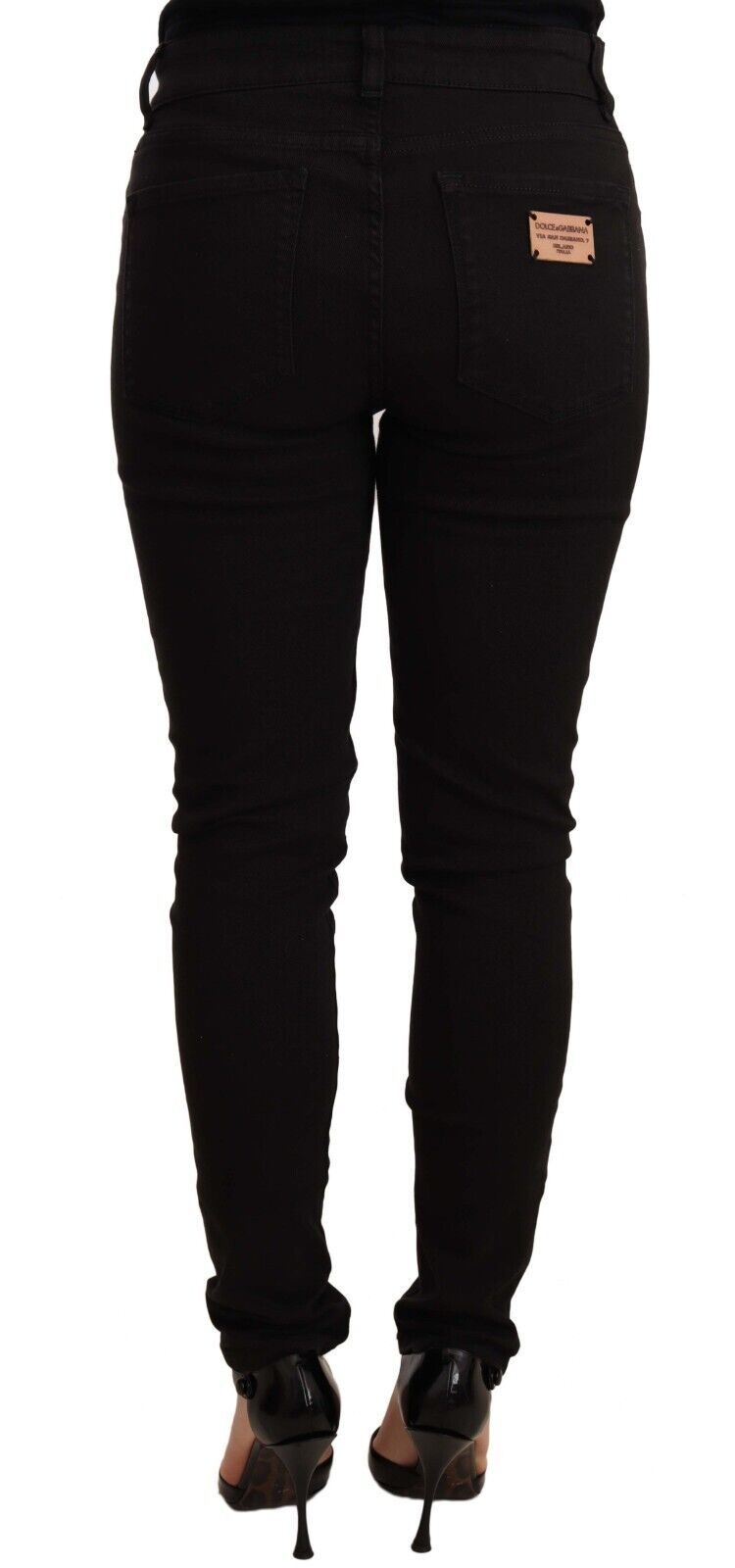 Schicke schwarze Skinny Denim Jeans mit mittlerer Taille