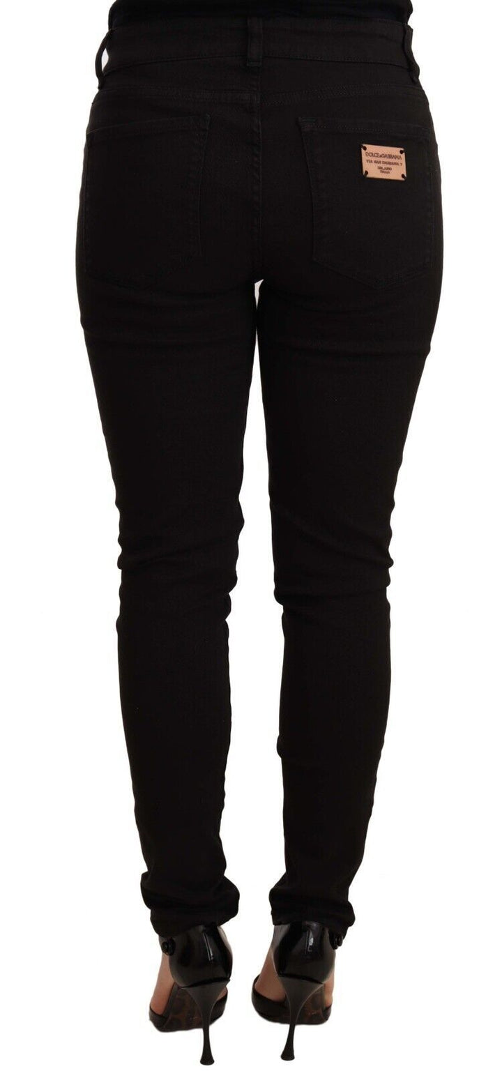 Schicke schwarze Skinny Denim Jeans mit mittlerer Taille