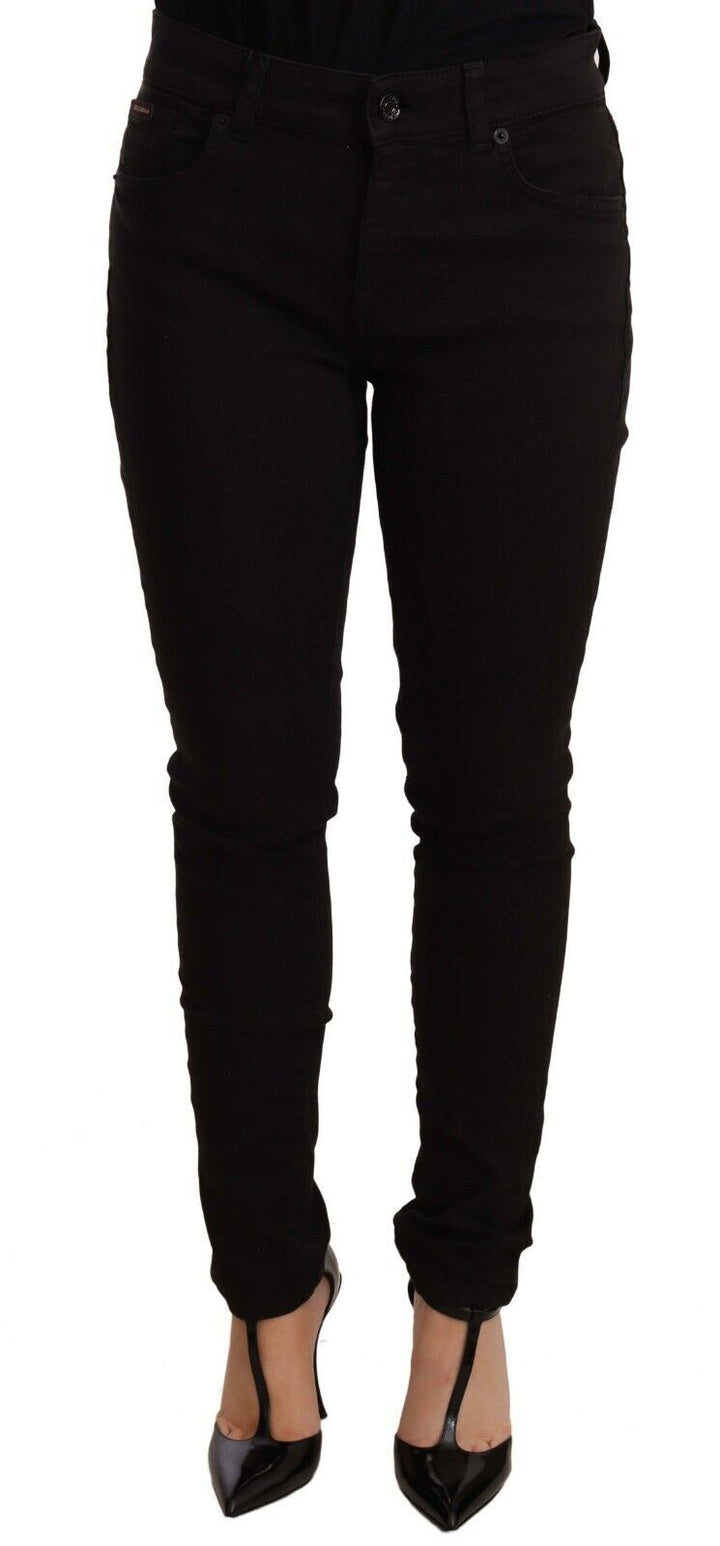 Schicke schwarze Skinny Denim Jeans mit mittlerer Taille