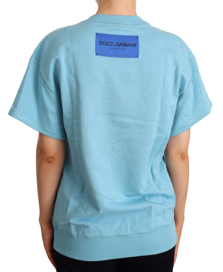 Elegantes blaues Baumwoll-Top mit Rundhalsausschnitt