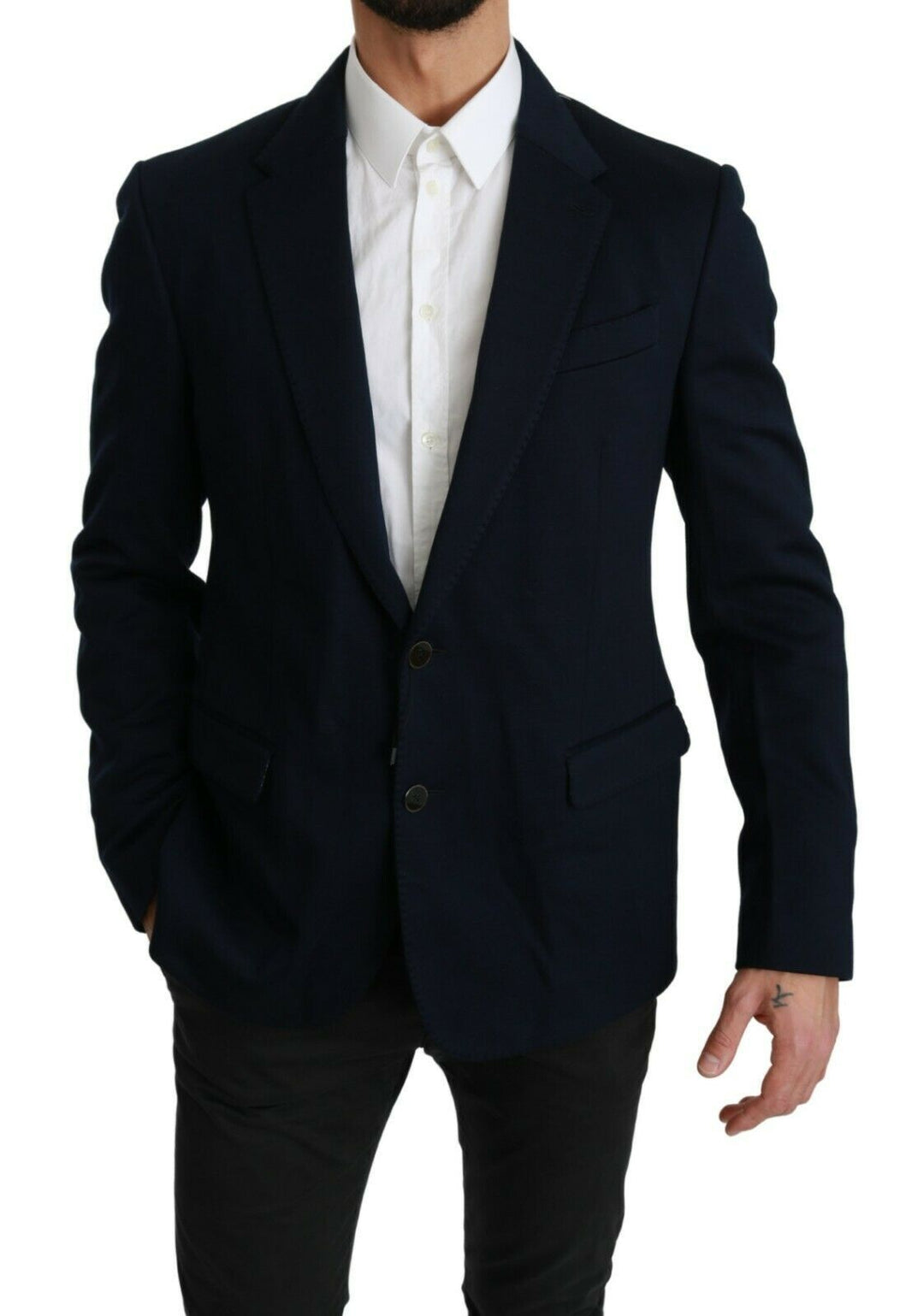 Eleganter schmal geschnittener dunkelblauer Herren-Blazer