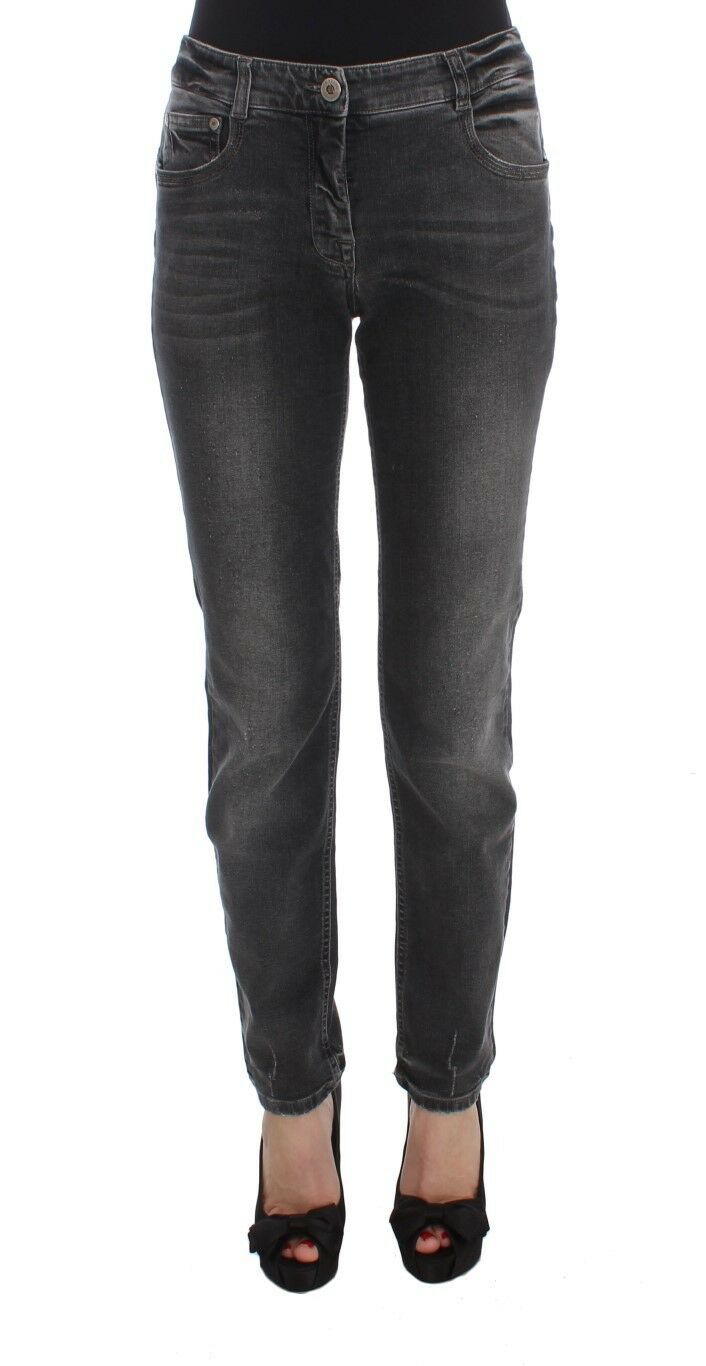 Graue Waschung Baumwollmischung Stretch-Jeans-Hose