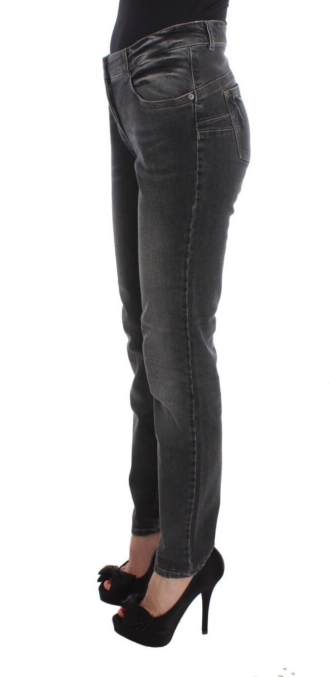 Graue Waschung Baumwollmischung Stretch-Jeans-Hose