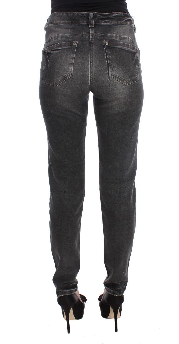 Graue Waschung Baumwollmischung Stretch-Jeans-Hose