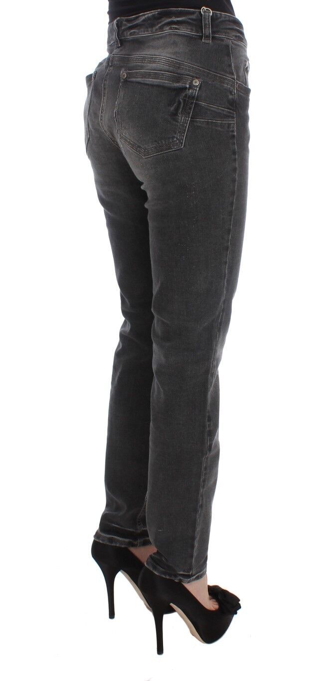 Graue Waschung Baumwollmischung Stretch-Jeans-Hose