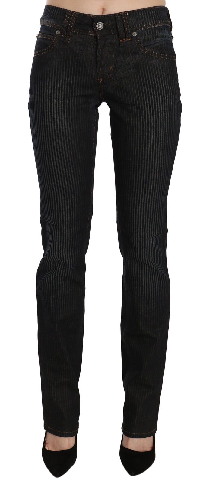 Elegante Schwarze Slim Fit Cord Jeans