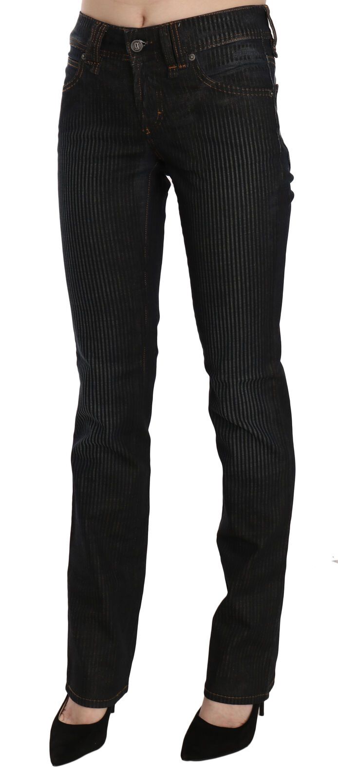 Elegante Schwarze Slim Fit Cord Jeans