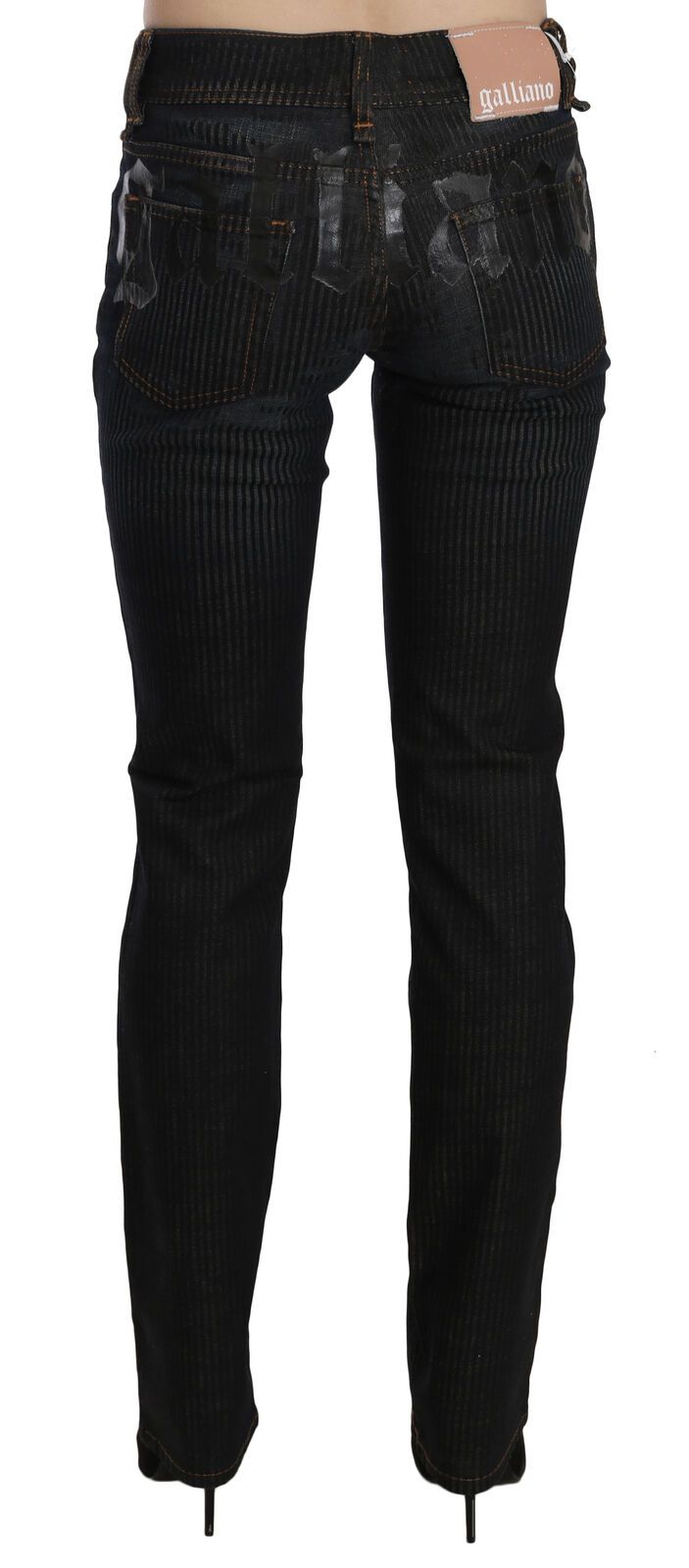 Schwarz Mid Waist Slim Fit Cord Denim Freizeithosen