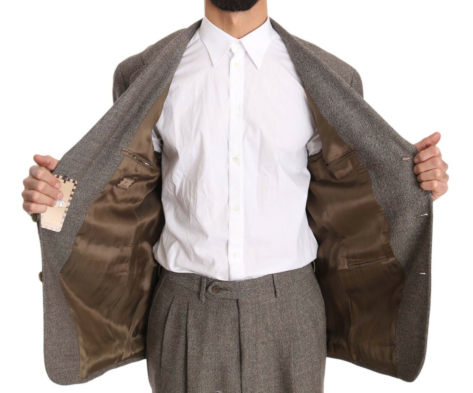 Elegant light brown men's suit made of wool