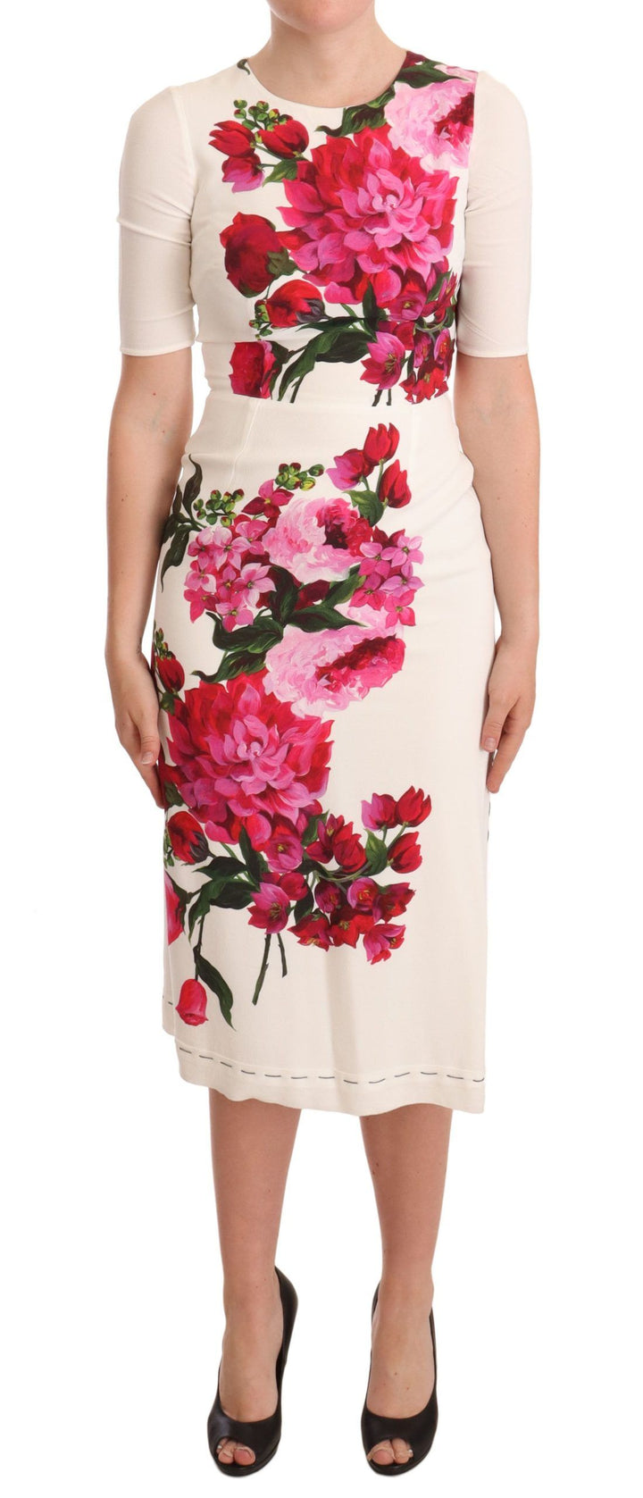 Elegantes geblümtes Midi-Bodycon-Kleid