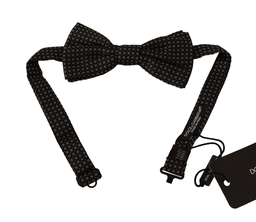Elegante gemusterte Seidenfliege in Schwarz