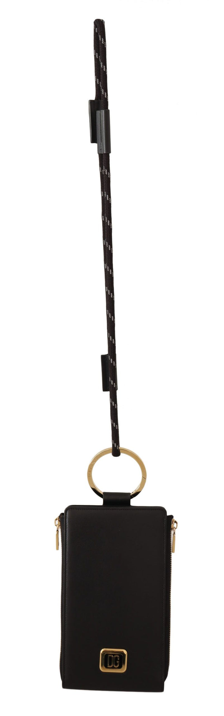Elegantes Portemonnaie aus schwarzem Leder mit Riemen
