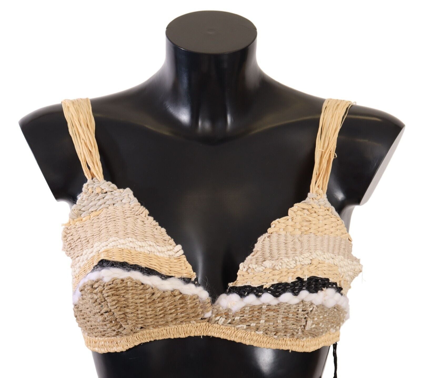 Chic beige crocheted cropped top