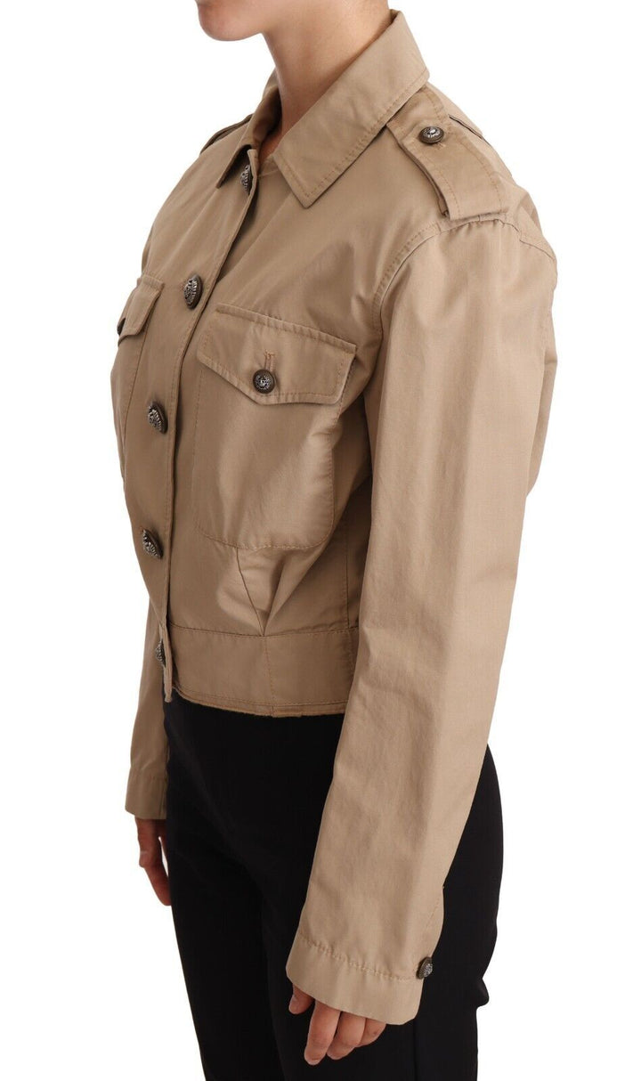 Elegante Cropped Jacket aus Baumwolle in Beige
