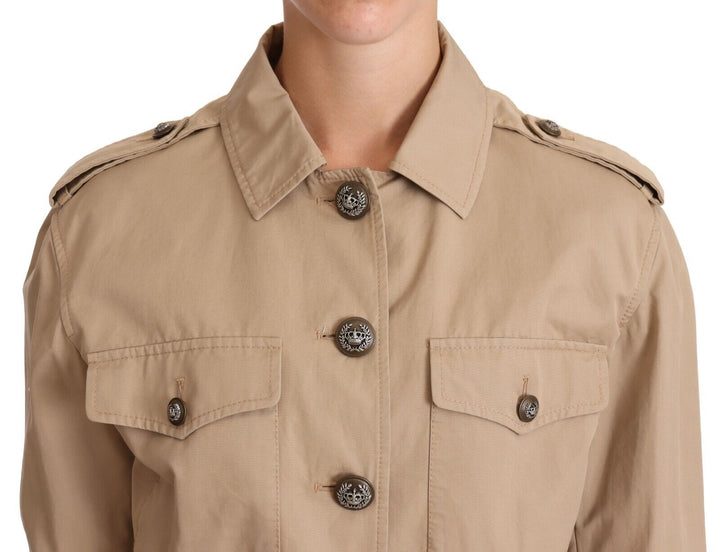Elegante Cropped Jacket aus Baumwolle in Beige