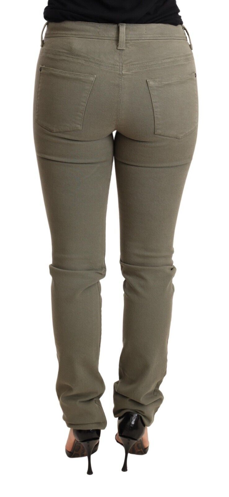 Grüne Low Waist Skinny Slim Trouser Baumwolljeans