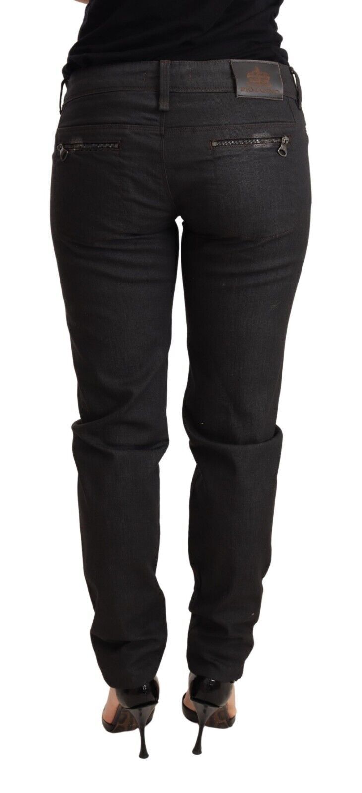 Schwarze Skinny Slim Trouser Baumwolljeans mit niedriger Taille