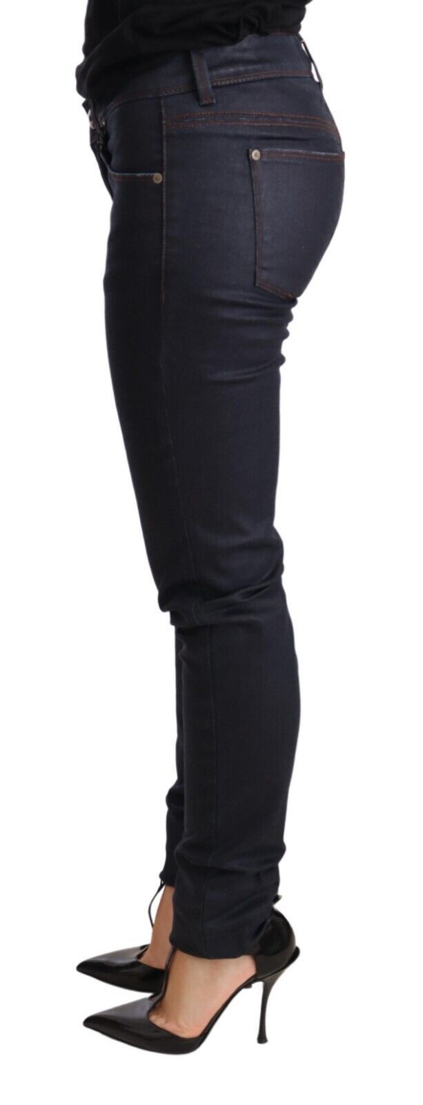 Blaue Low Waist Skinny Slim Trouser Baumwolljeans