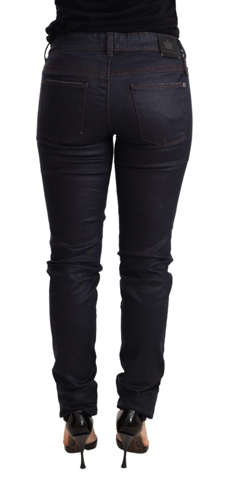 Blaue Low Waist Skinny Slim Trouser Baumwolljeans