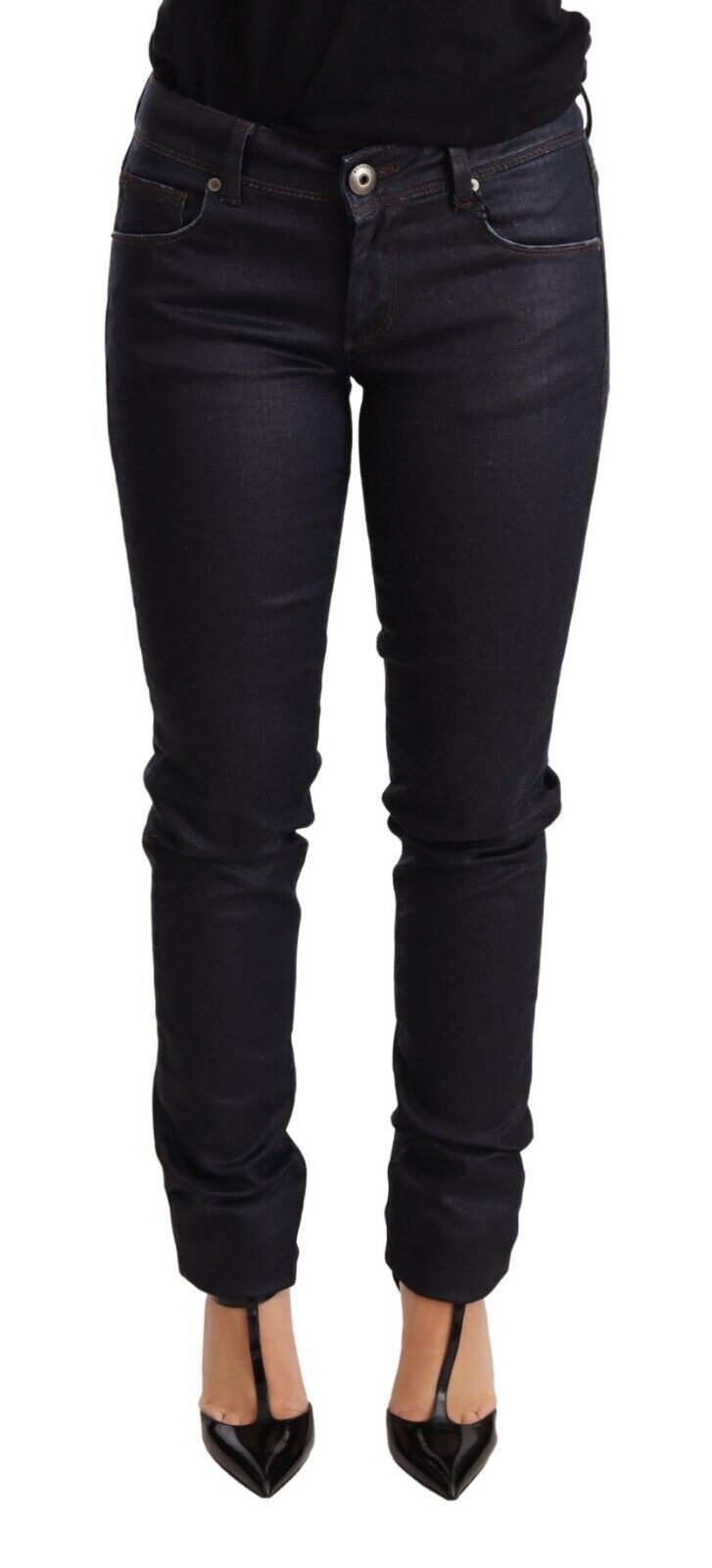 Blaue Low Waist Skinny Slim Trouser Baumwolljeans