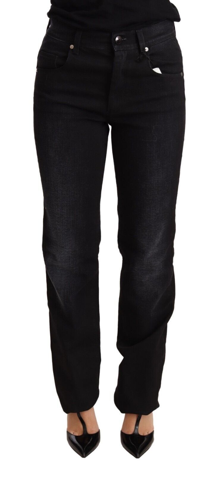 Chic black washed straight fit jeans