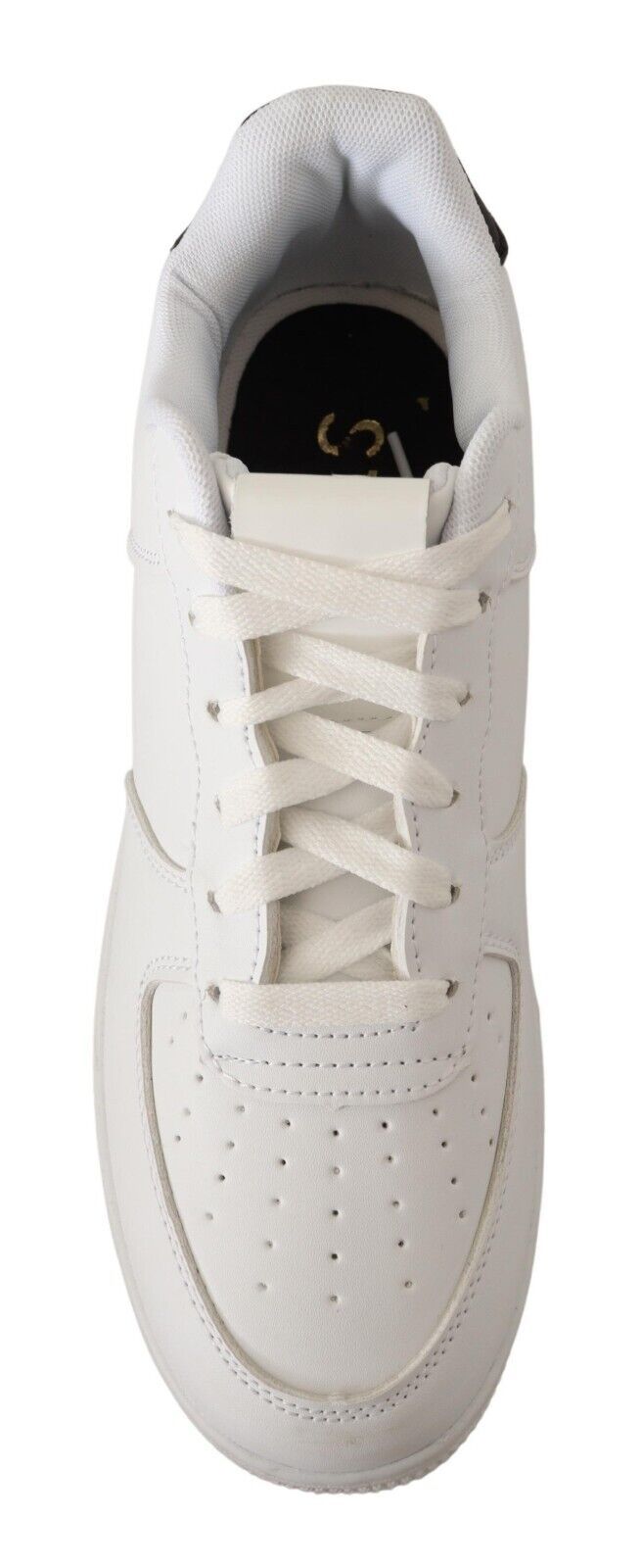 Weißes Leder Perforiert Lace Up Sneakers Casual Männer Schuhe
