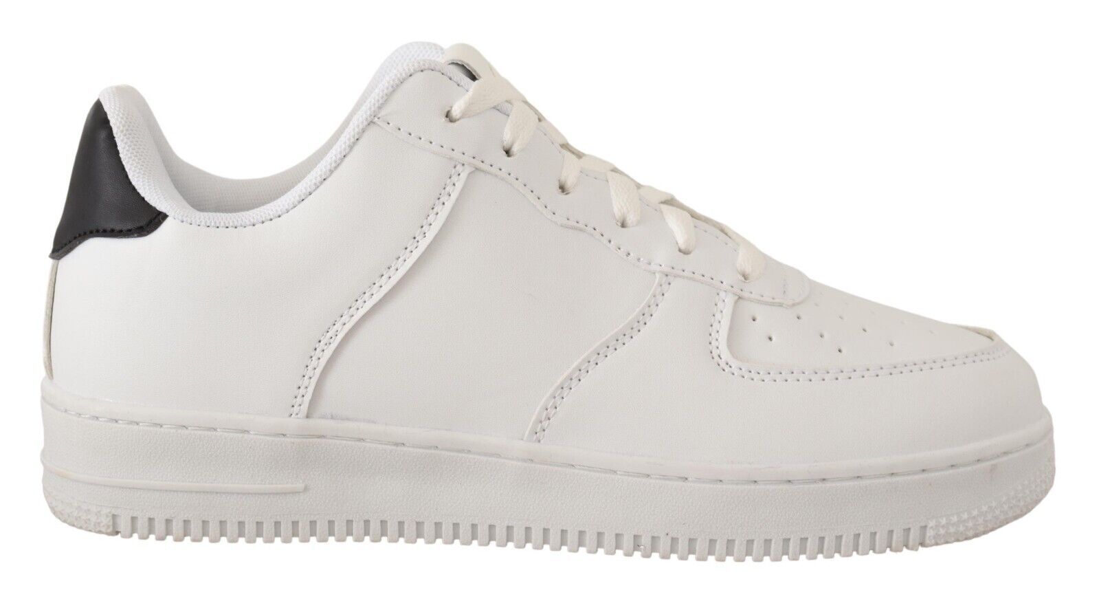 Weißes Leder Perforiert Lace Up Sneakers Casual Männer Schuhe