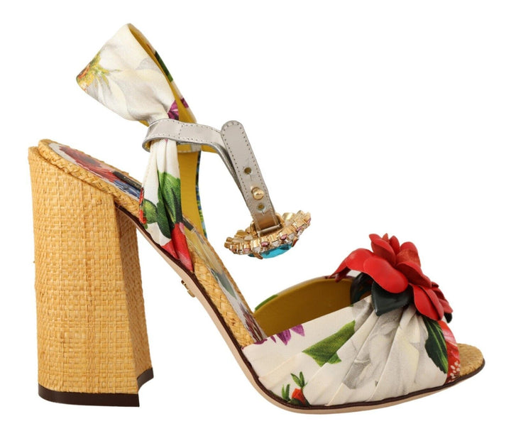 Multicolor Kristallverzierte Sandalen mit Absatz