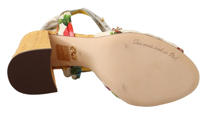 Multicolor Kristallverzierte Sandalen mit Absatz