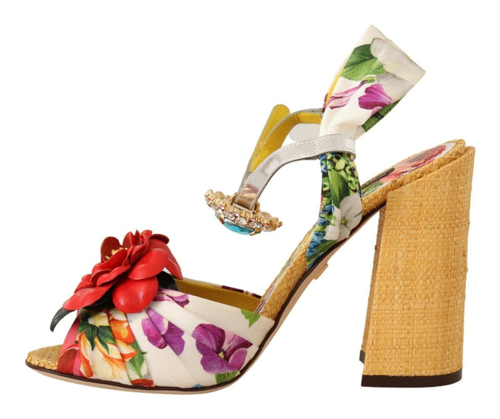 Multicolor Kristallverzierte Sandalen mit Absatz