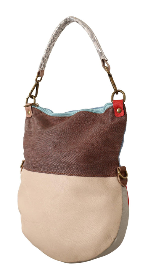 Chic multicolor leather bag with gold accents