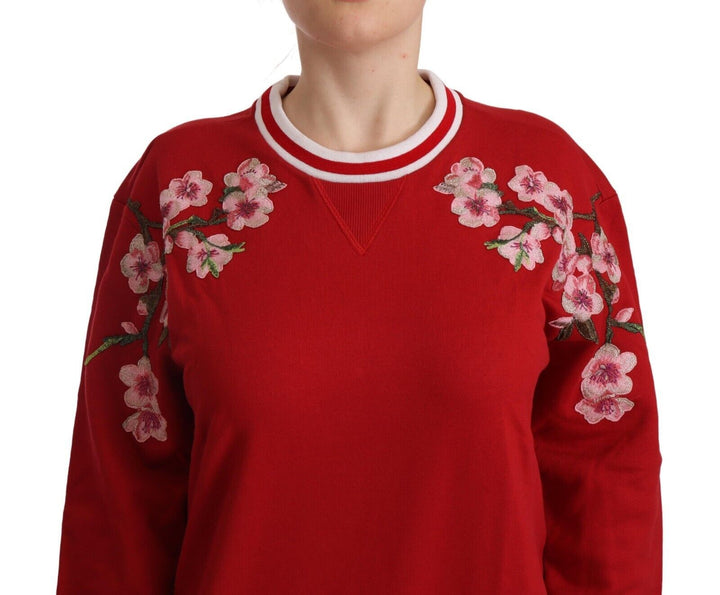 Dolce & Gabbana Eleganter roter Rollkragenpullover mit Blumenmotiv