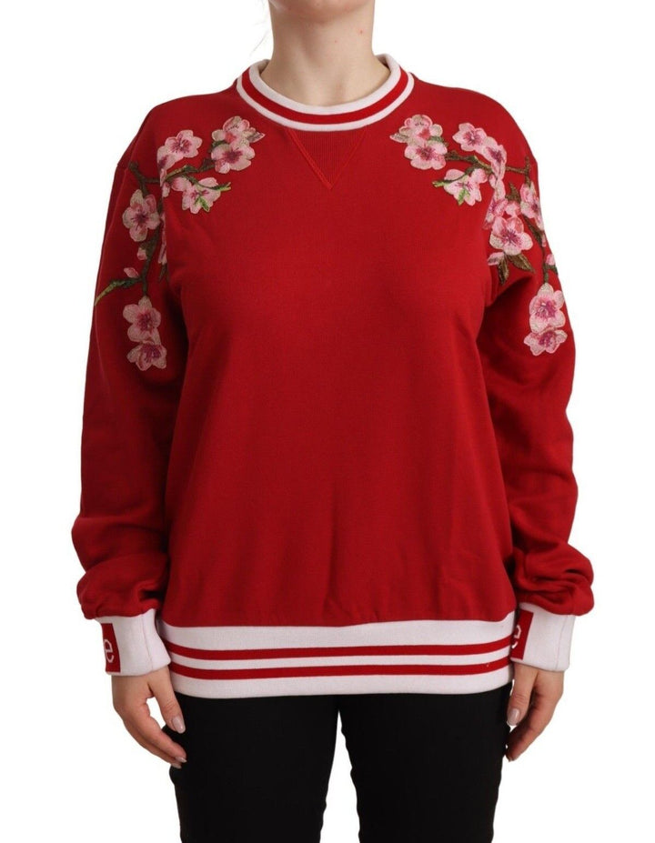 Dolce & Gabbana Eleganter roter Rollkragenpullover mit Blumenmotiv