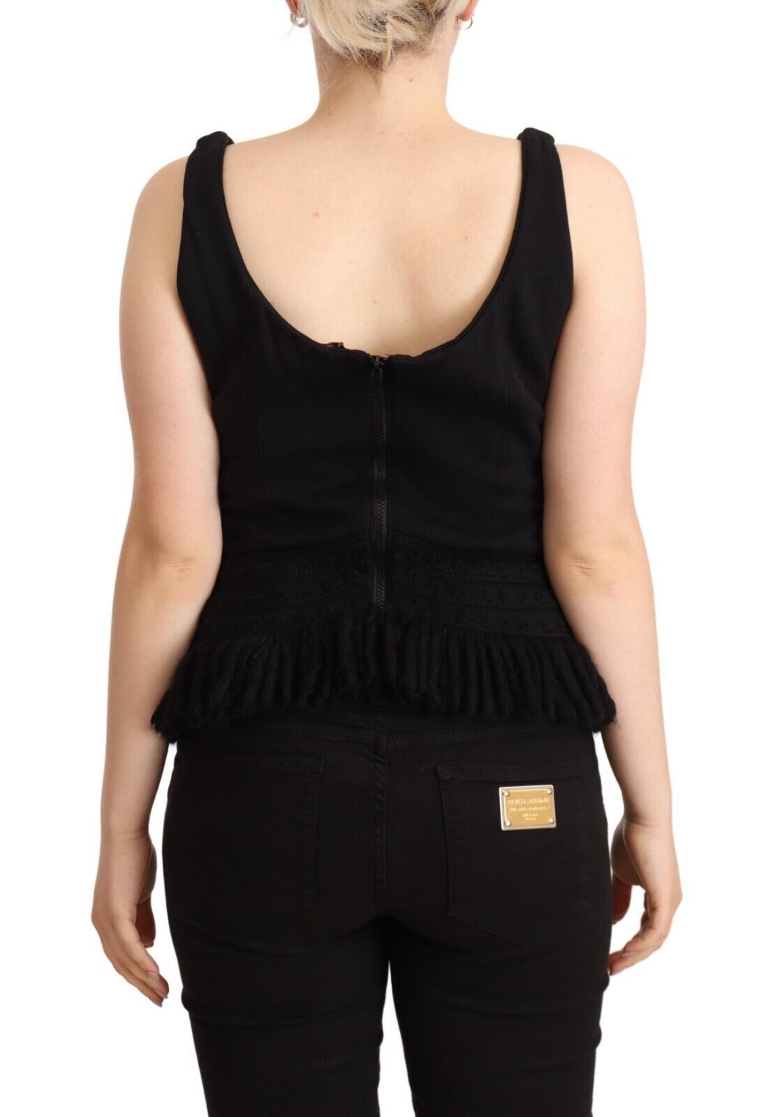 Schwarzes Cotton Sleevelesss Tank Casual Top