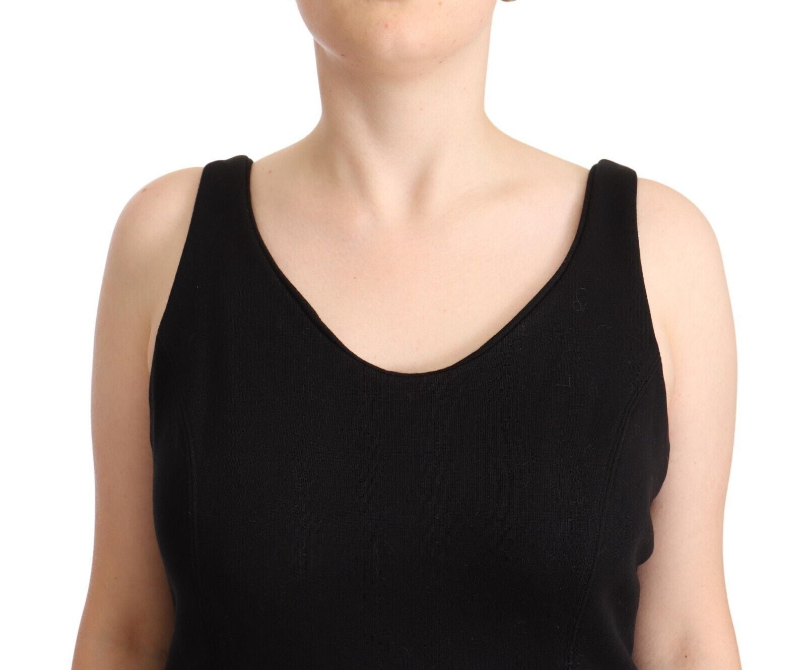Schwarzes Cotton Sleevelesss Tank Casual Top
