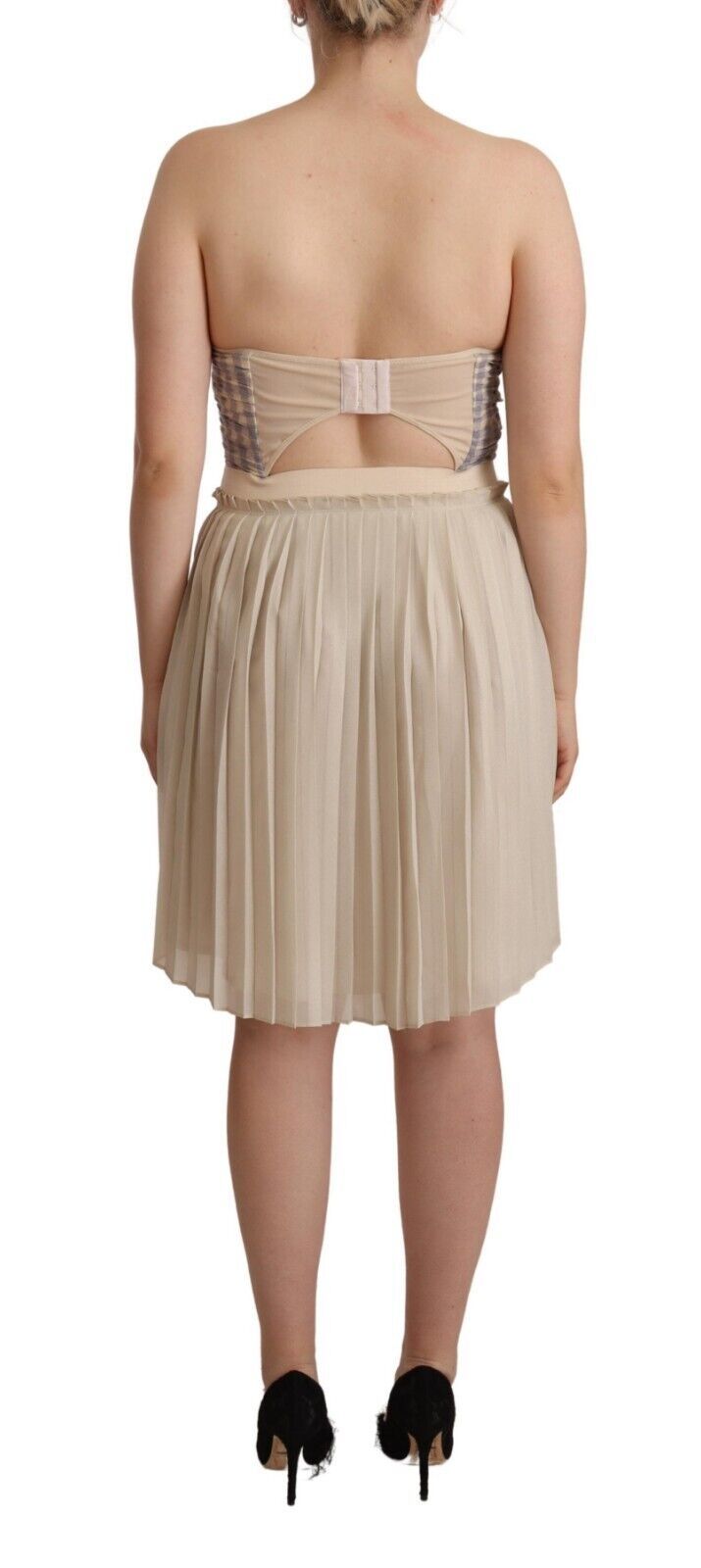 Chic strapless A-line dress in beige