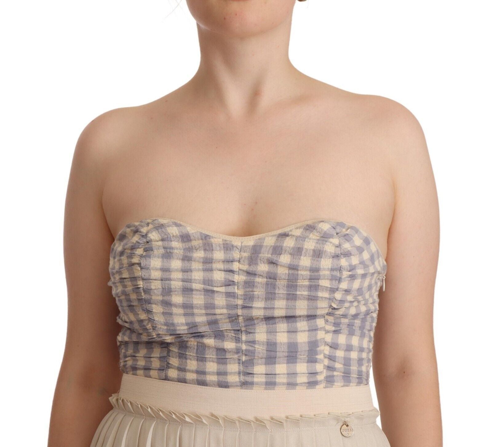 Chic strapless A-line dress in beige
