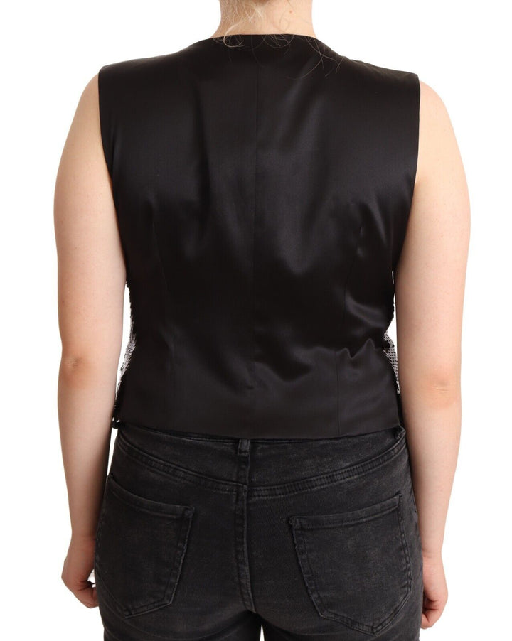 Dolce & Gabbana Elegantes schwarzes ärmelloses Pailletten-Westenoberteil