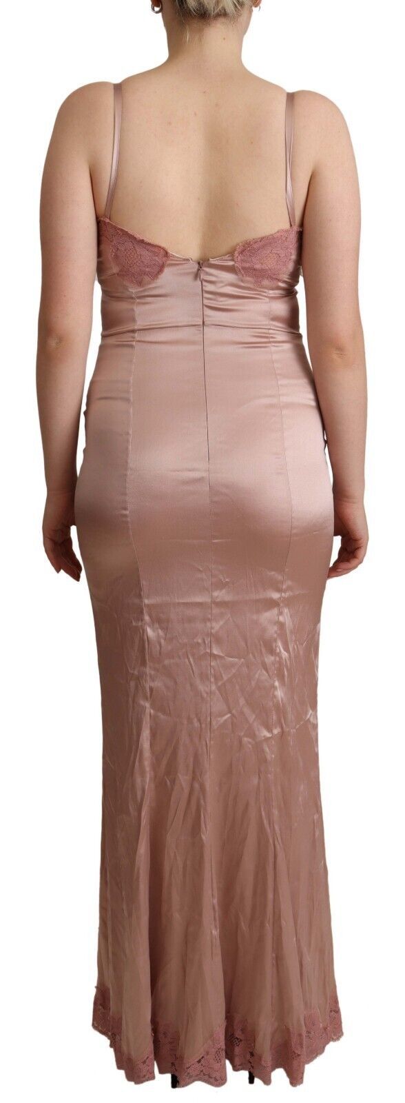 Rosa Spitze Langes Bodycon Maxi Kleid aus Polyester