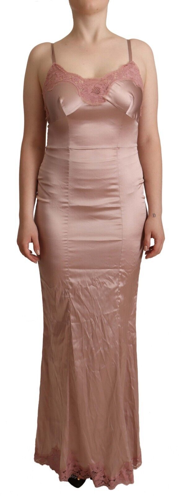 Rosa Spitze Langes Bodycon Maxi Kleid aus Polyester