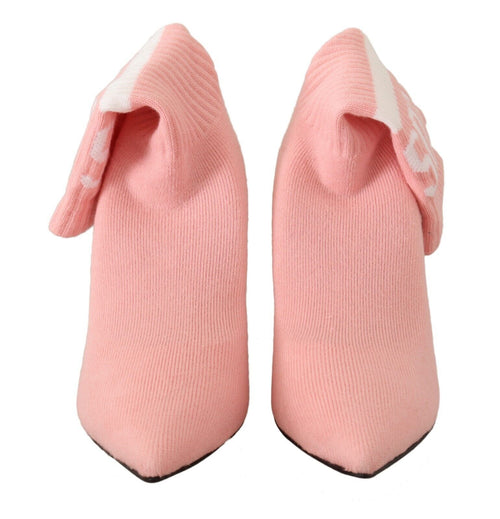 Chic pink suede ankle boots with logo socks